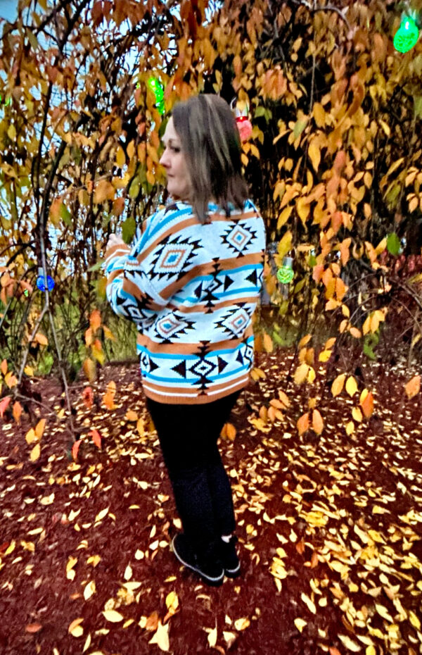 Aztec Striped Ribbed Knit Sweater - Image 4