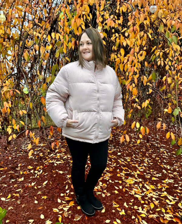 Full Zipper Quilted Puffer Jacket - Apricot