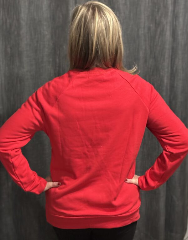 Rhinestone Heart on Red Long Sleeved Sweatshirt - Image 3