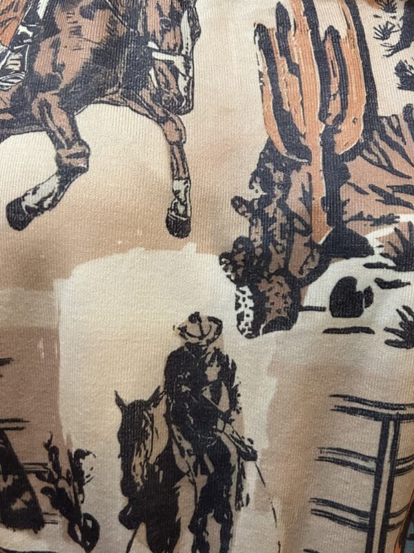 Western Cowboy Print Cuffed Sleeve Shirt - Image 5