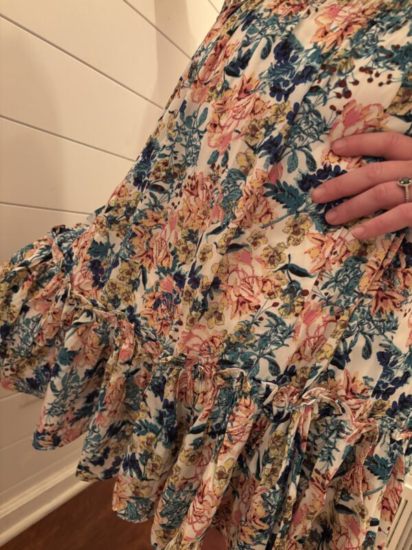 Floral 3/4 Sleeve High Waist Ruffle Dress - Image 3