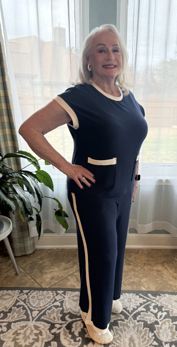 Blue Pocketed T-Shirt and Wide Leg Set - Image 2