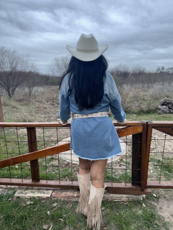 Blue Medium Washed Denim Shirt Dress - Image 4