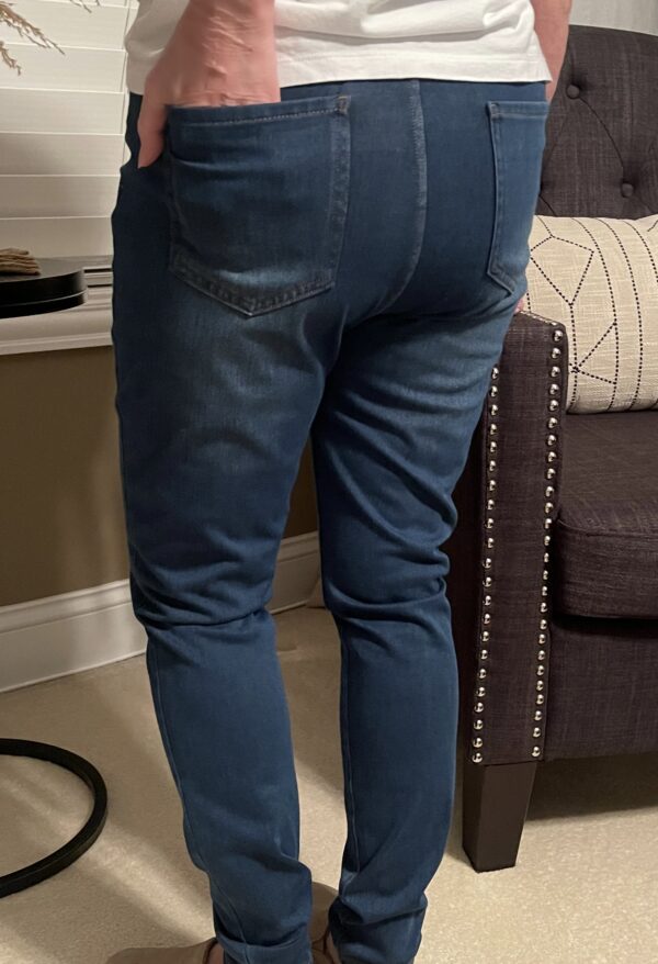 Blue Multiple Pockets Straight Leg Stretchy Casual Jeans - Image 4