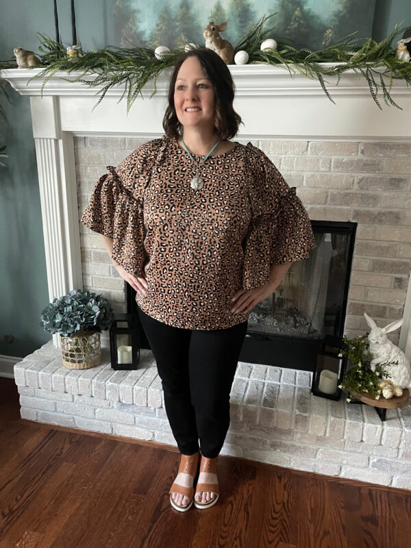 Leopard Print Wide Sleeve Blouse - Image 4