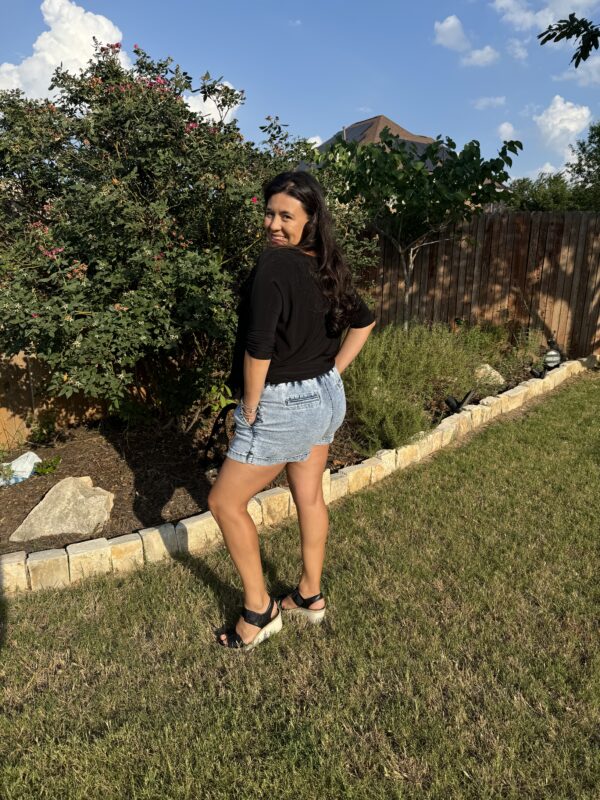 Drawstring High Waist Pocketed Denim Shorts - Image 2
