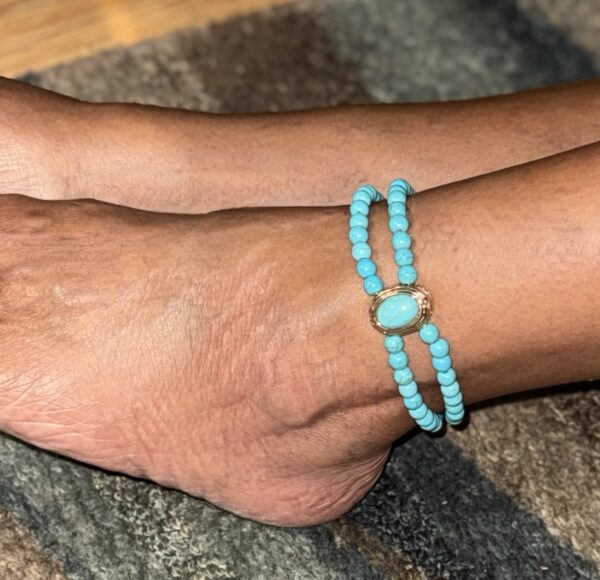 Turquoise Beaded Double Layered Anklet