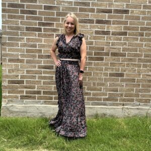 Black Multicolor Floral Crop Top and Maxi Skirt Set