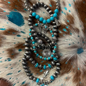 Western Turquoise Beaded Multi Layer Bracelet
