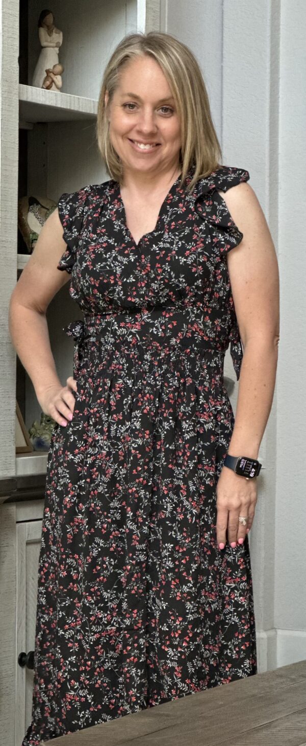 Black Multicolor Floral Crop Top and Maxi Skirt Set - Image 2