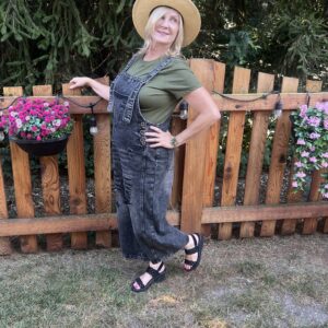 Black Distressed Denim Overalls w/ Wide Leg