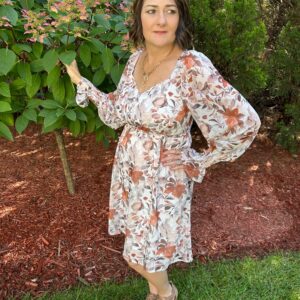 Floral Print Long Sleeve High Waist Mini Dress