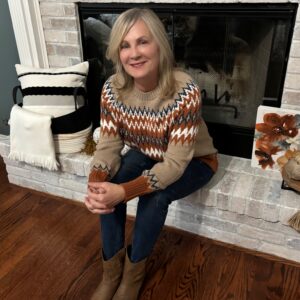 Aztec Print Colorblock Crew Neck Sweater