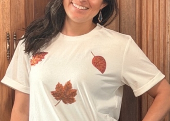 Sequined Leaves Graphic T-Shirt
