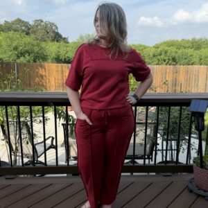 Red 2 piece drop Shoulder tee and Pant Set