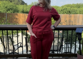Red 2 piece drop Shoulder tee and Pant Set