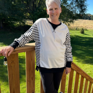 Black and White Stripe Pullover Top
